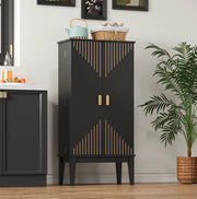 Mobile contenitore vintage in MDF 120 x 59 x 30 cm; nero