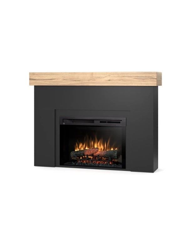 AVEN - Caminetto Elettrico da pavimento A Libera Installazione A LED 26" Nero-Rovere chiaro