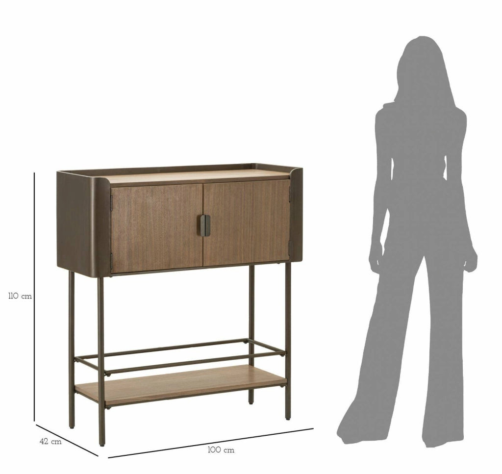 Mobile porta TV Quilt, Credenza da soggiorno, Armadio basso per TV, Base parete attrezzata, 100x42 h110 cm, Grigio e Marrone