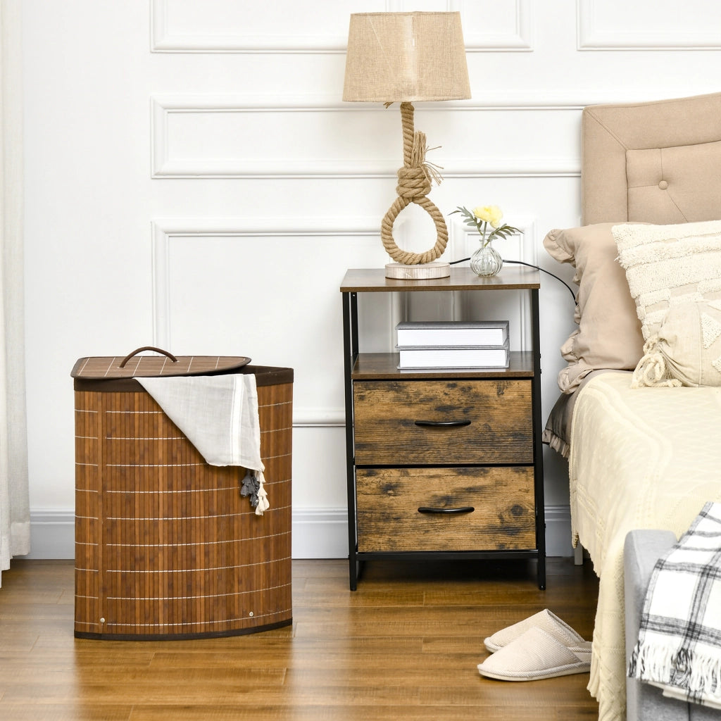 Cestino per il bucato in bamb¨´ angolare 55L ¨C zephmum ¨C marrone 38x38x57