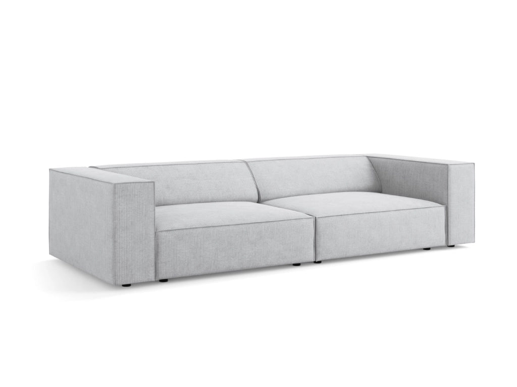 Cosmopolitan Design - Divano "Arendal" 4 posti in ciniglia con effetto a coste grigio chiaro 