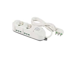 MULTIPRESA 2 BIP. + SCH. + 4 BIP. LATER. CON INT. LINEA RETAIL TRIAX- - bianca 49112 - 2 pezzi FANTON