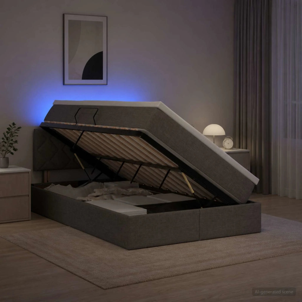 Letto con contenitore LED e materasso Grigio Scuro 120 x 200 cm 3459118