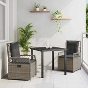 Set da Pranzo per Giardino 3 pcs Grigio polyrattan 3380995