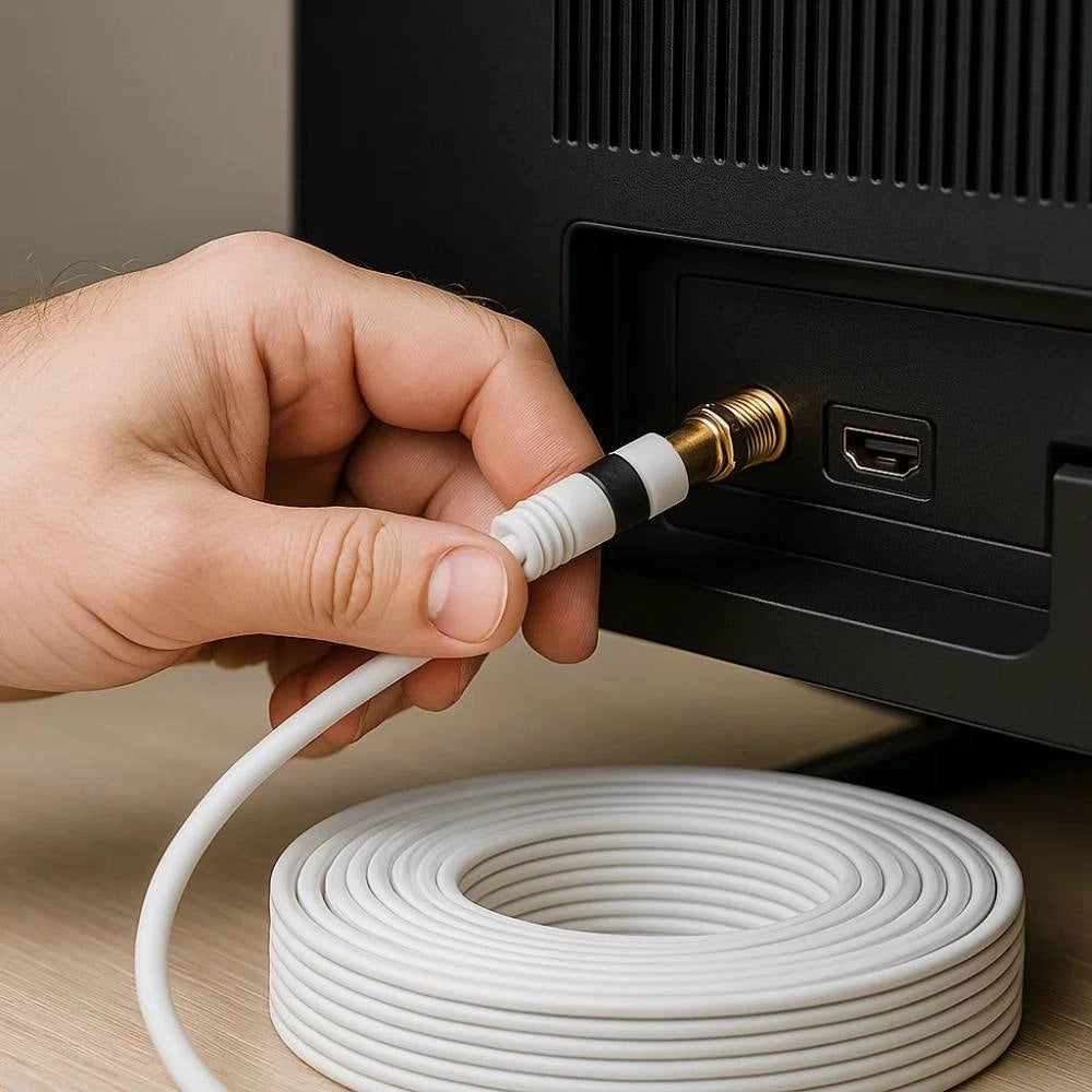 Bobina cavo tv Ø5 mm in rame puro 75 ohm da 25 metri per interni protetti