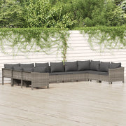 Set Divani da Giardino 10 pz con Cuscini in Polyrattan Grigiocod mxl 124606