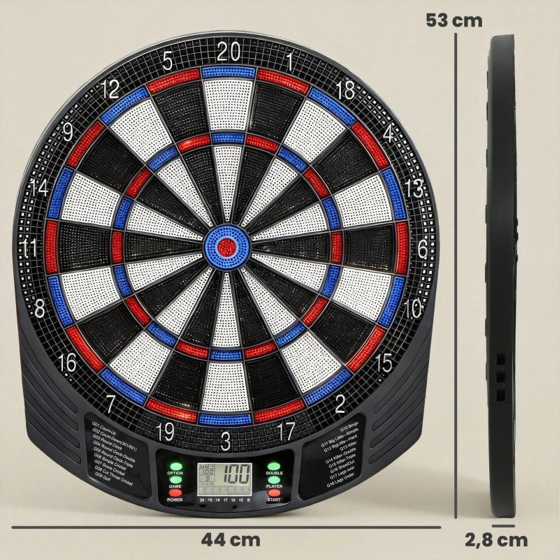 Bersaglio elettronico per freccette per 1-8 giocatori, display LCD, 6 set di freccette, multicolore
