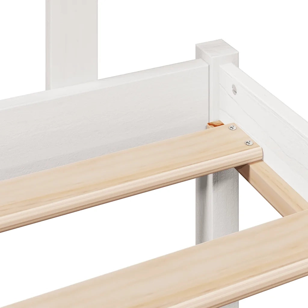 Letto Libreria senza Materasso-Struttura Letto con contenitore Bianco 140x190 cm Legno di Pino 133535