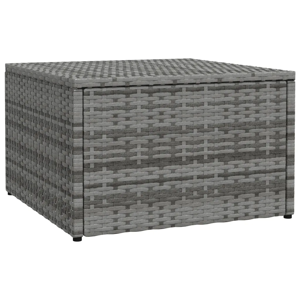 Poggiapiedi da Giardino con Cuscini Grigio in Polyrattan 310488