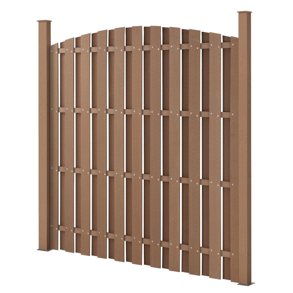 Recinzione frangivento/schermo per la privacy semicircolare in legno composito WPC 4 pezzi 185 x 747 cm marrone 03_0000228