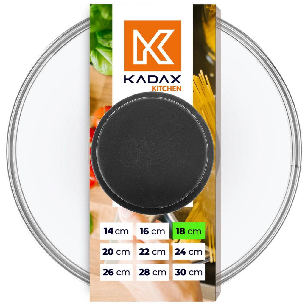 Coperchio in vetro KADAX da 18 cm, universale, resistente al calore, per pentole e padelle.