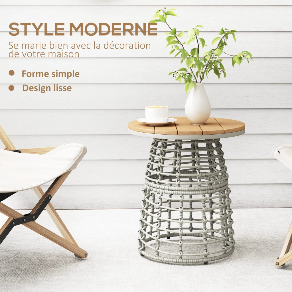 Tavolino da Giardino Rotondo ¨C Xylo ¨C Effetto Rattan Grigio ?45x50cm