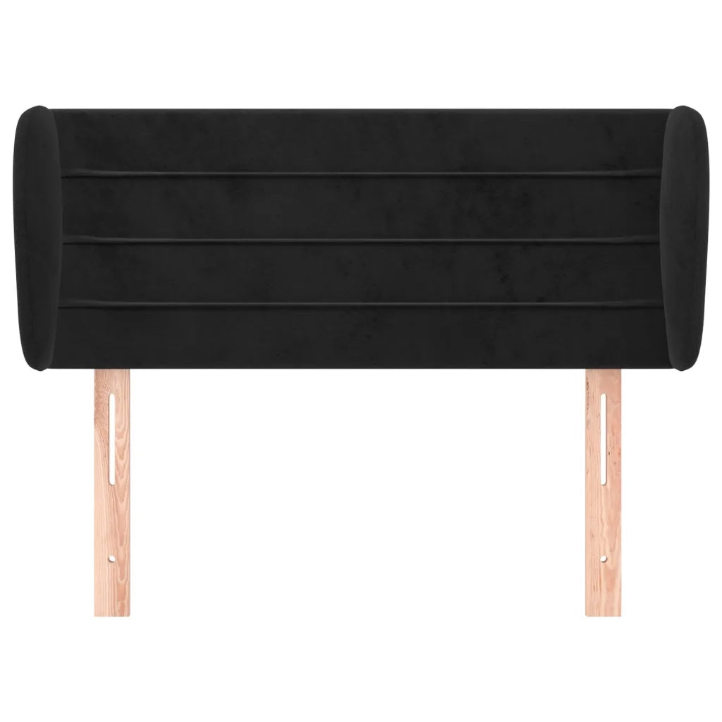 Testiera ad Orecchio Nera 103x23x78/88 cm in Velluto