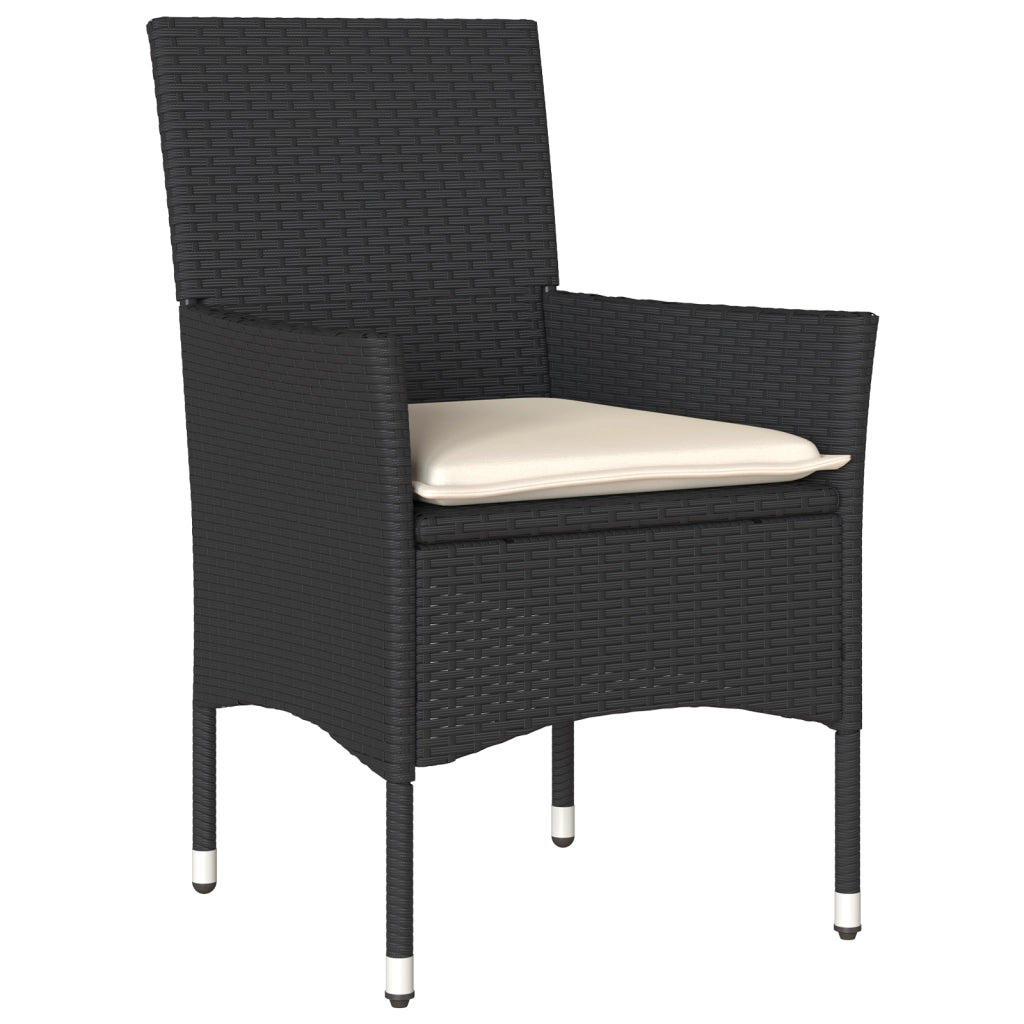 Set da Pranzo da Giardino vitaXL 5 Pezzi con Cuscini in Polyrattan Nero