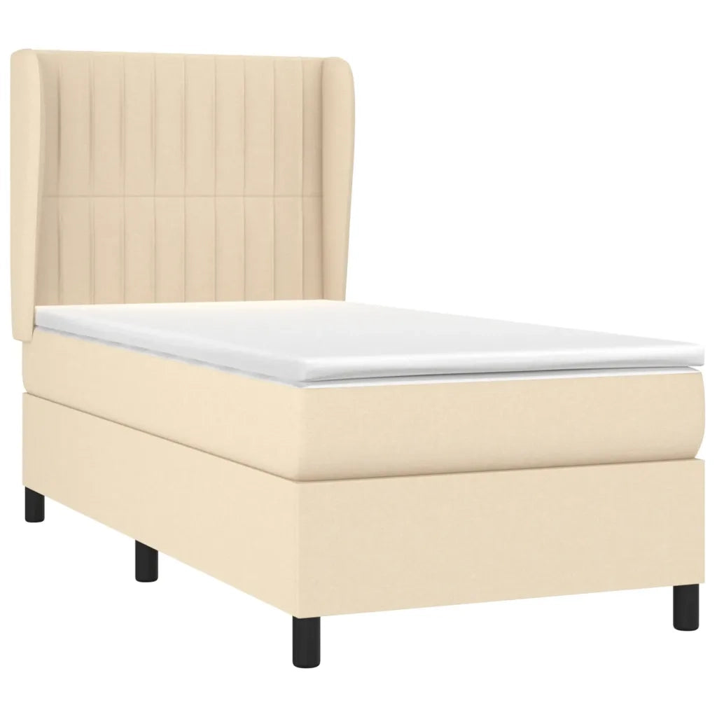 Giroletto a Molle con Materasso Crema 90x190 cm in Tessuto