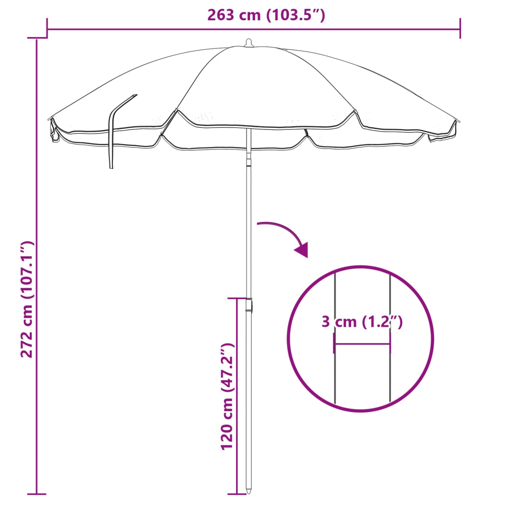 Parasol da Spiaggia  con Polo in Alluminio Camouflage 300 cm