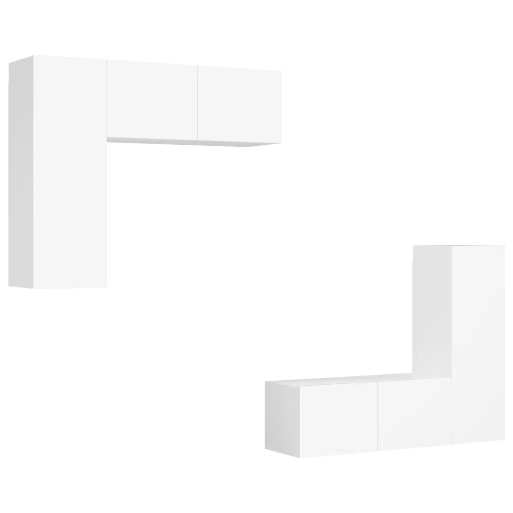Set Mobili Porta TV 4 pz-Credenza per TV Bianco in Legno Multistrato 284201