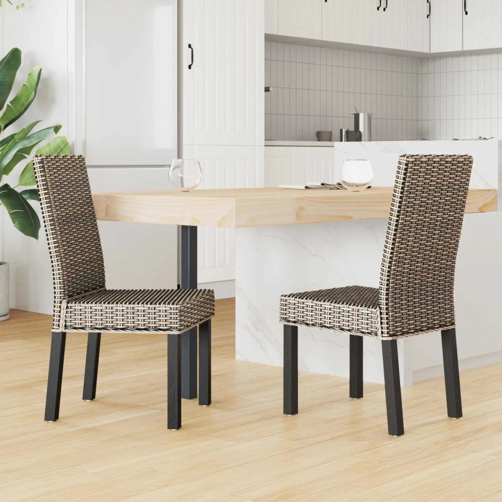 Sedia da pranzo 2 pcs Rattan Kubu e Legno Massello di Mogano