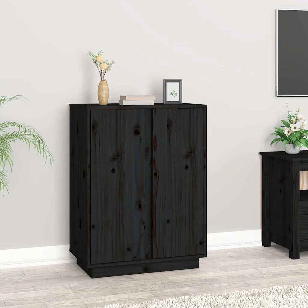 Credenza | Madia | Buffet da pranzo | Armadio da pranzo Nera 60x35x80 cm in Legno Massello di Pino