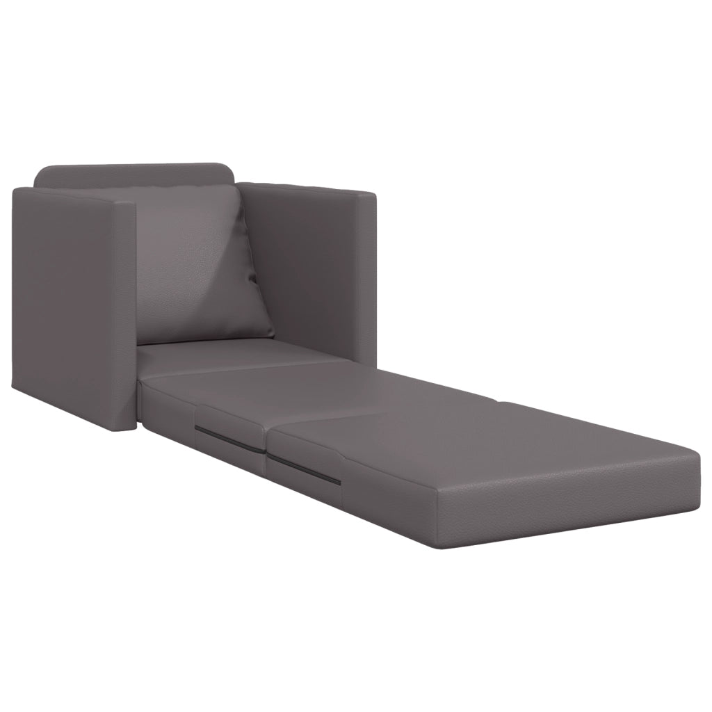 Divano Letto da Pavimento 2-in-1 Grigio 74x77x81 cm Pelle Sintetica