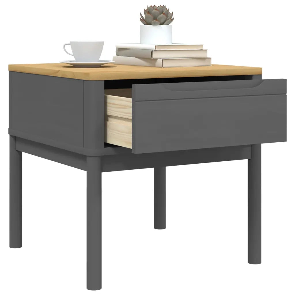 Tavolo per Lampada FLORO Grigio 55x55x54 cm Legno Massello Pino 374028