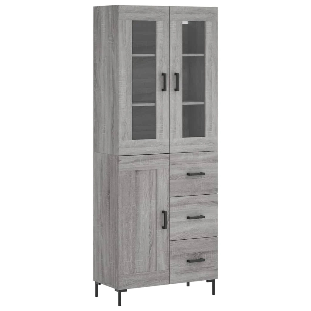 Buffet credenza cassettiera armadio mobile contenitore organizer cucina soggiorno salotto rovere Sonoma alto 69,5 x 34 x 180 cm legno ingegnerizzato grigio 02_0035454