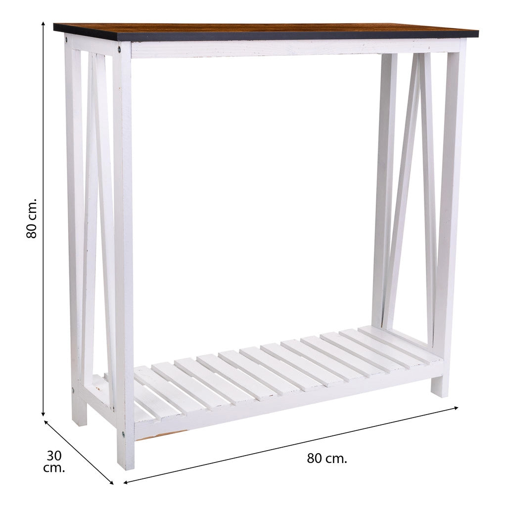 Mobile da ingresso in legno bianco 80x30x80h