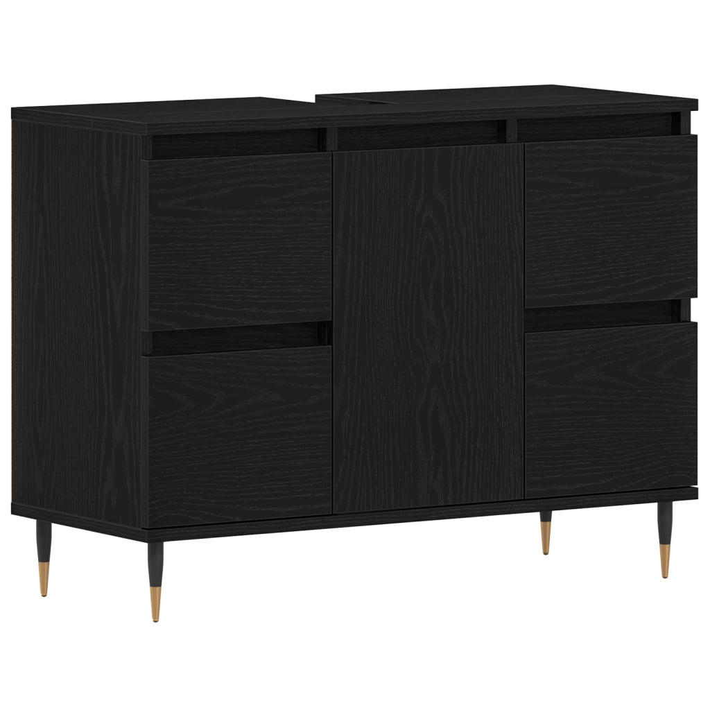 Mobiletto per lavandino da bagno  Nero Rovere 80x33x60 cm Legno ingegnerizzato