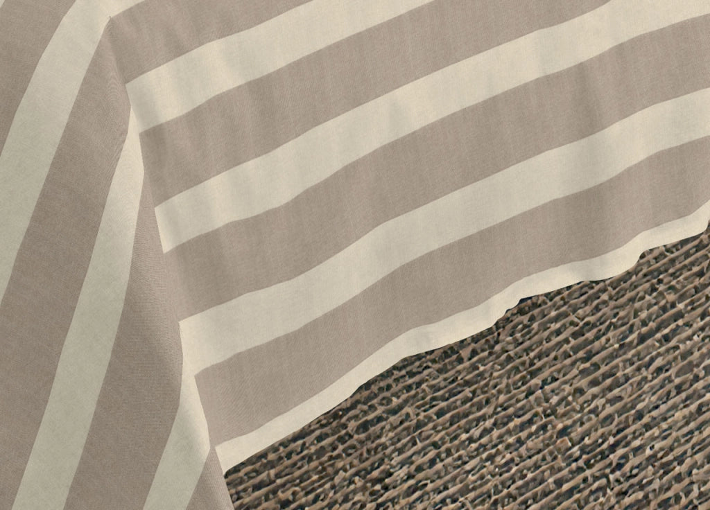 Completo Lenzuola Letto Camera In 100% Cotone Made Italy Vari Disegni RP - Piazza 1-2 - Riga Larga Beige