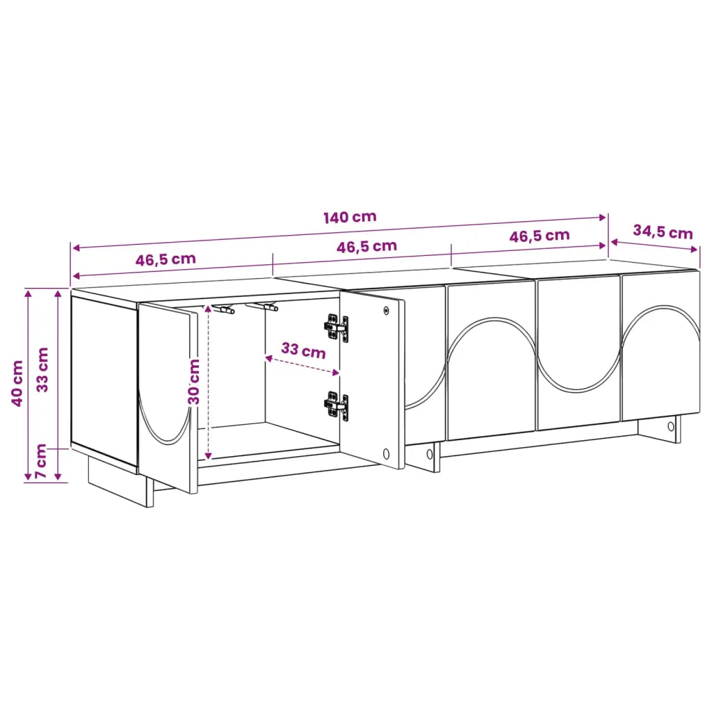 Supporto TV 140 x 34.5 x 40 cm Bianco Lucido 8011580