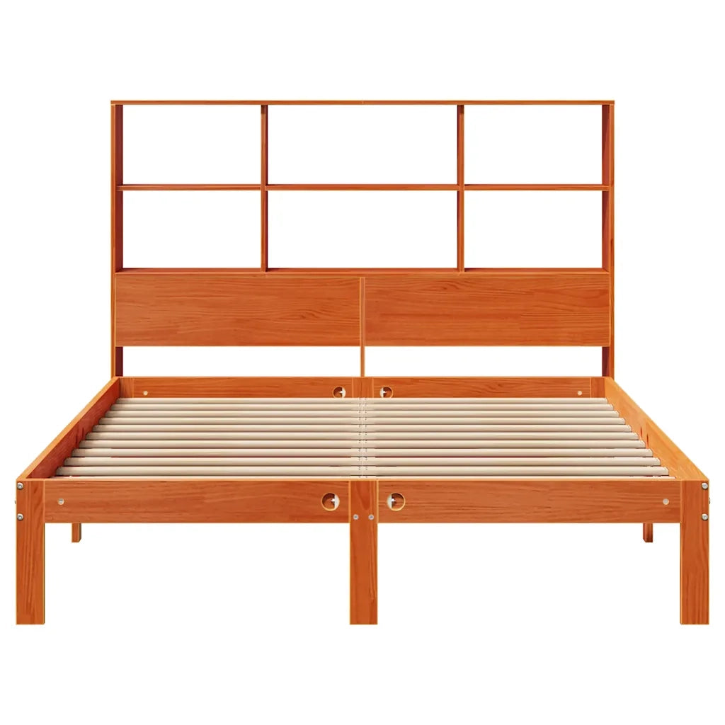 Letto Libreria senza Materasso Marrone Cera 135x190 cm in Pino 3322575