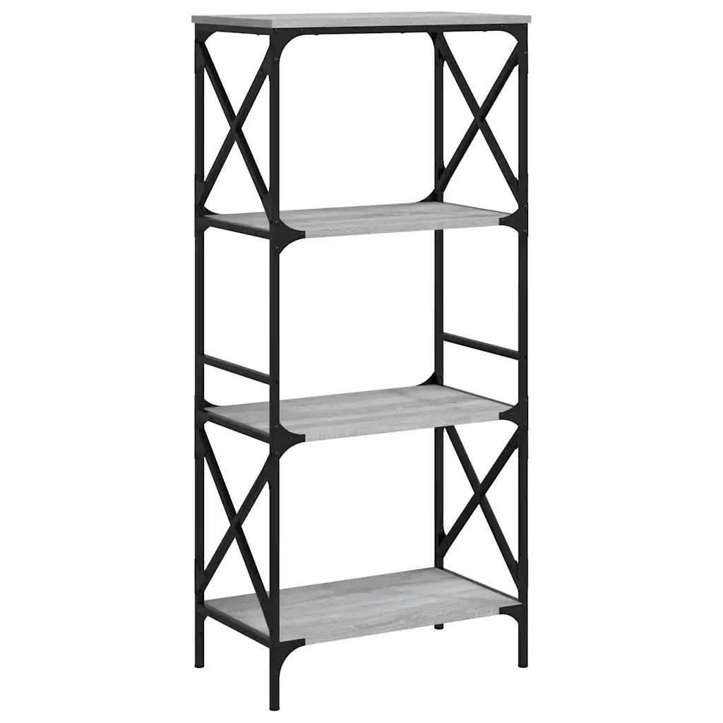Libreria 4 Ripiani-Scaffale per Libri-Mobile di Stoccaggio Grigio Sonoma 59x35x132cm Legno Multistrato