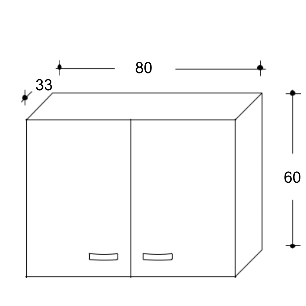 Pensile Cucina Doppia Anta 80x33x60A cm in Nobilitato Bianco Opaco