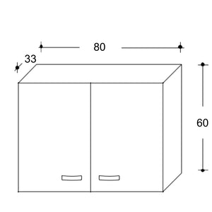 Pensile Cucina Doppia Anta 80x33x60A cm in Nobilitato Bianco Opaco