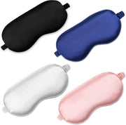 Quattro paia occhiali da sonno - copertura occhiuta in seta liscia - occhiali da sonno per viaggi e pisolini - velo oscurante efficace con cinturino elastico per donne e uomini