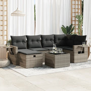 Set Divani da Giardino 7 pz con Cuscini Grigio in Polyrattan 3325496