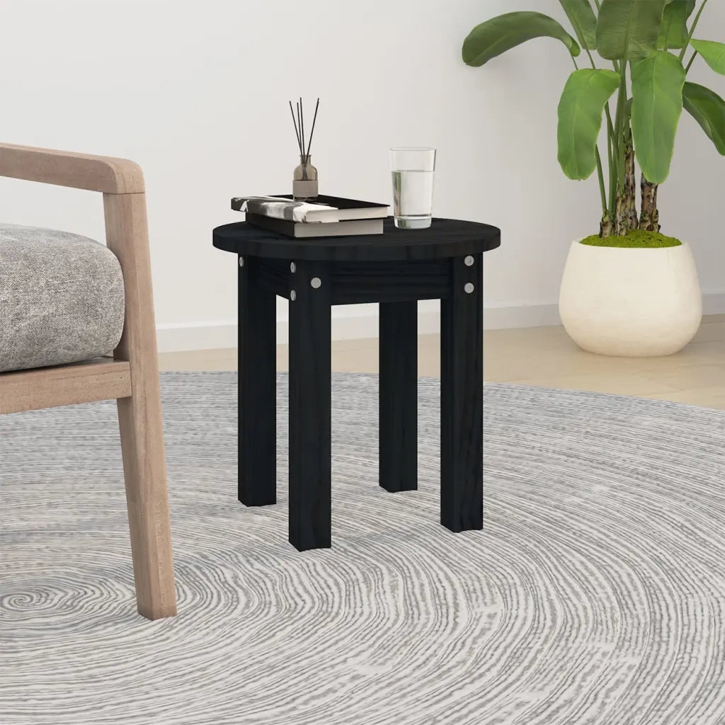 Tavolino da Salotto Nero Ã˜ 35x35 cm in Legno Massello di Pino cod mxl 25440