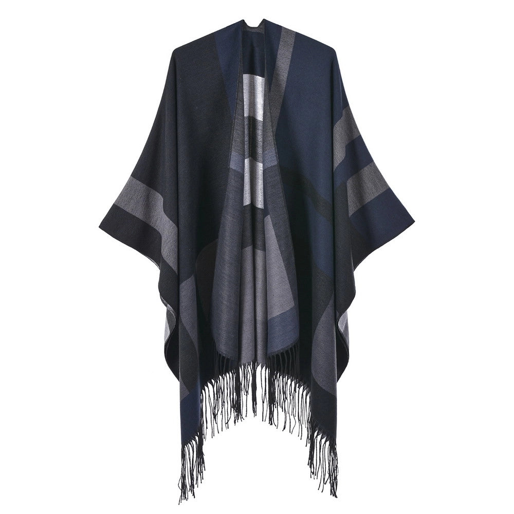 Sciarpa/stola da donna di grandi dimensioni, versatile e calda per l'autunno e l'inverno, con nappe.