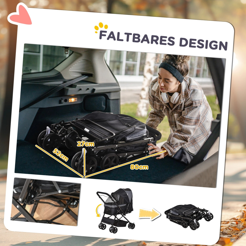 Carrello per Cani Pieghevole ¨C zephmum ¨C Nero