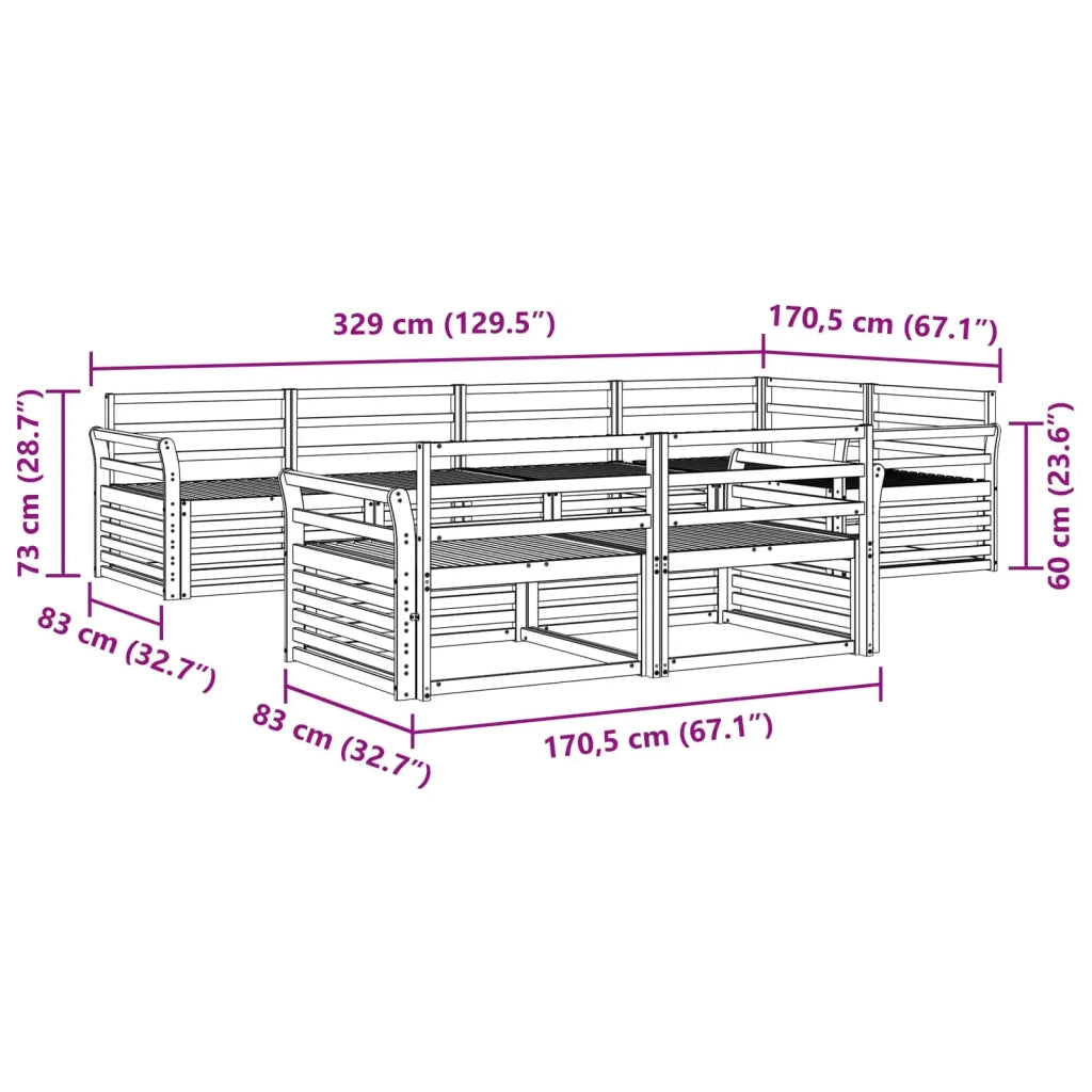 Set di divani da esterno 7 pcs Naturale 3373619