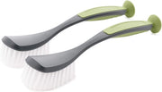Set di 2 Spazzole per Pulire con Appoggio - Manico morbido e Setole per rimuovere graffi - Grigio/Verde