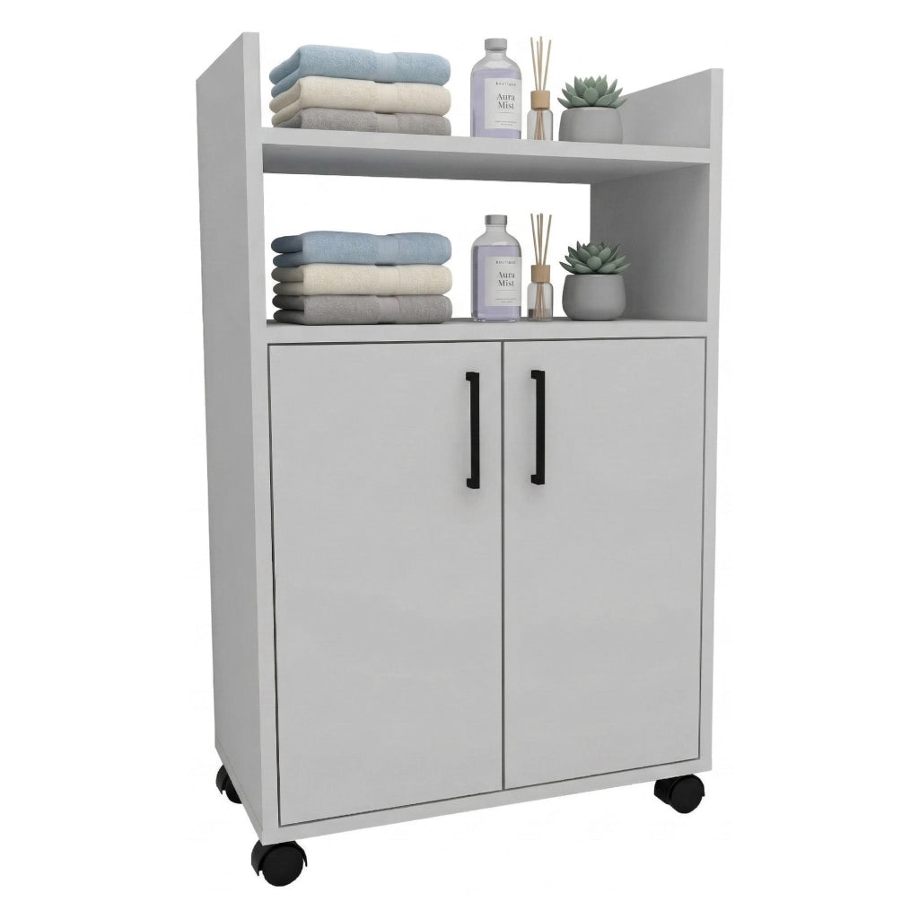 Marzi, Armadio Multiuso 2 Ante 4 Ripiani, 60x97h cm Bianco