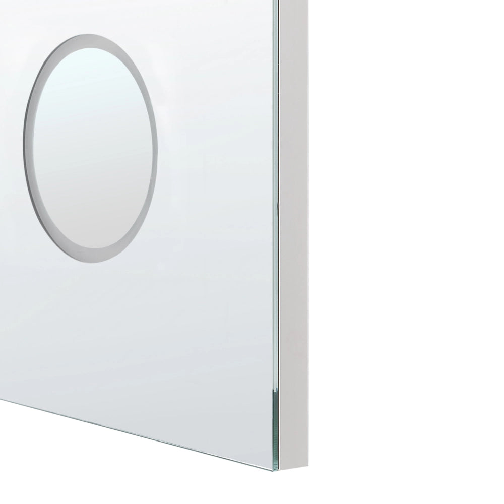 Specchio da bagno illuminato a LED rettangolare 60 x 80 cm Glamour con altoparlante Bluetooth Lente di ingrandimento