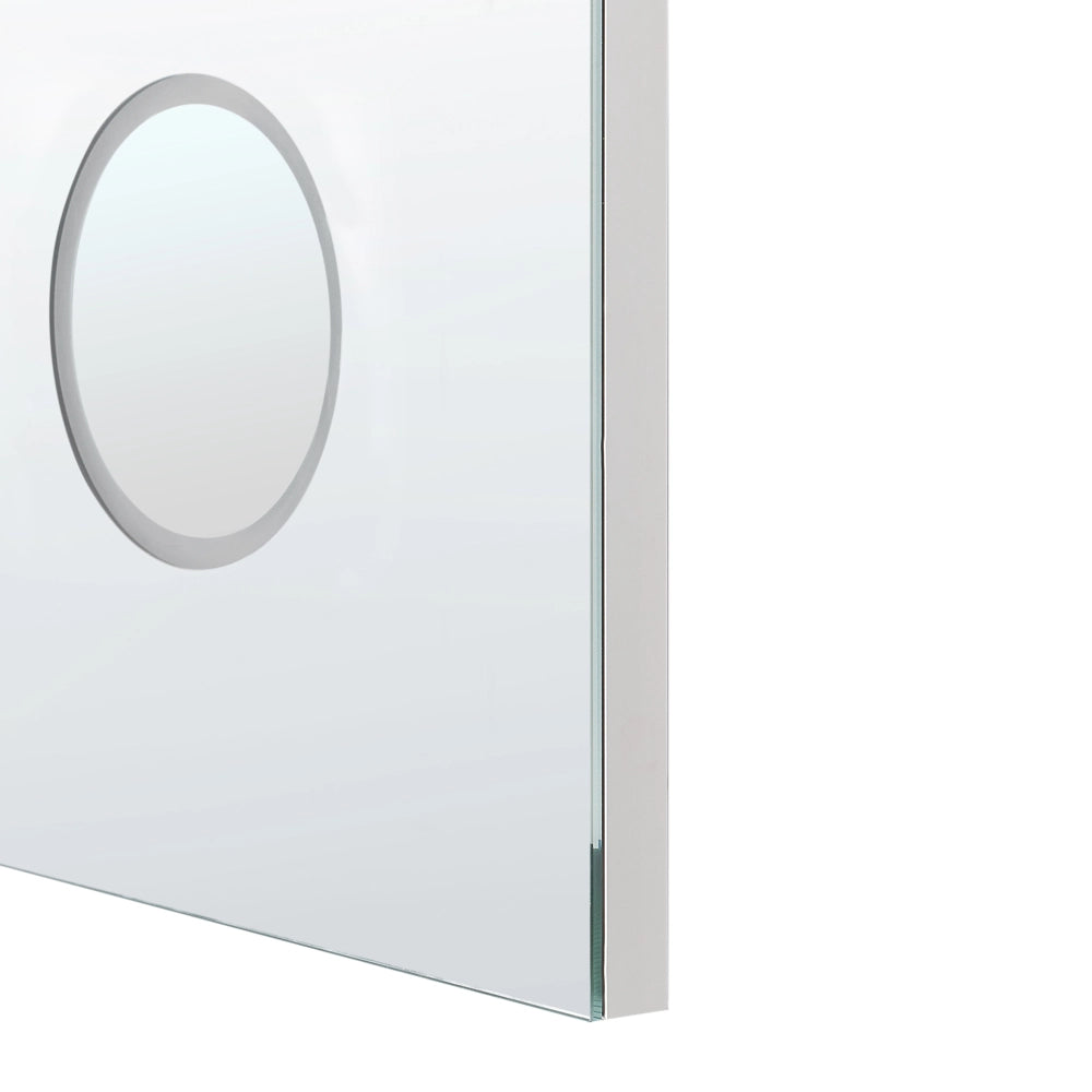 Specchio da bagno illuminato a LED rettangolare 60 x 80 cm Glamour con altoparlante Bluetooth Lente di ingrandimento