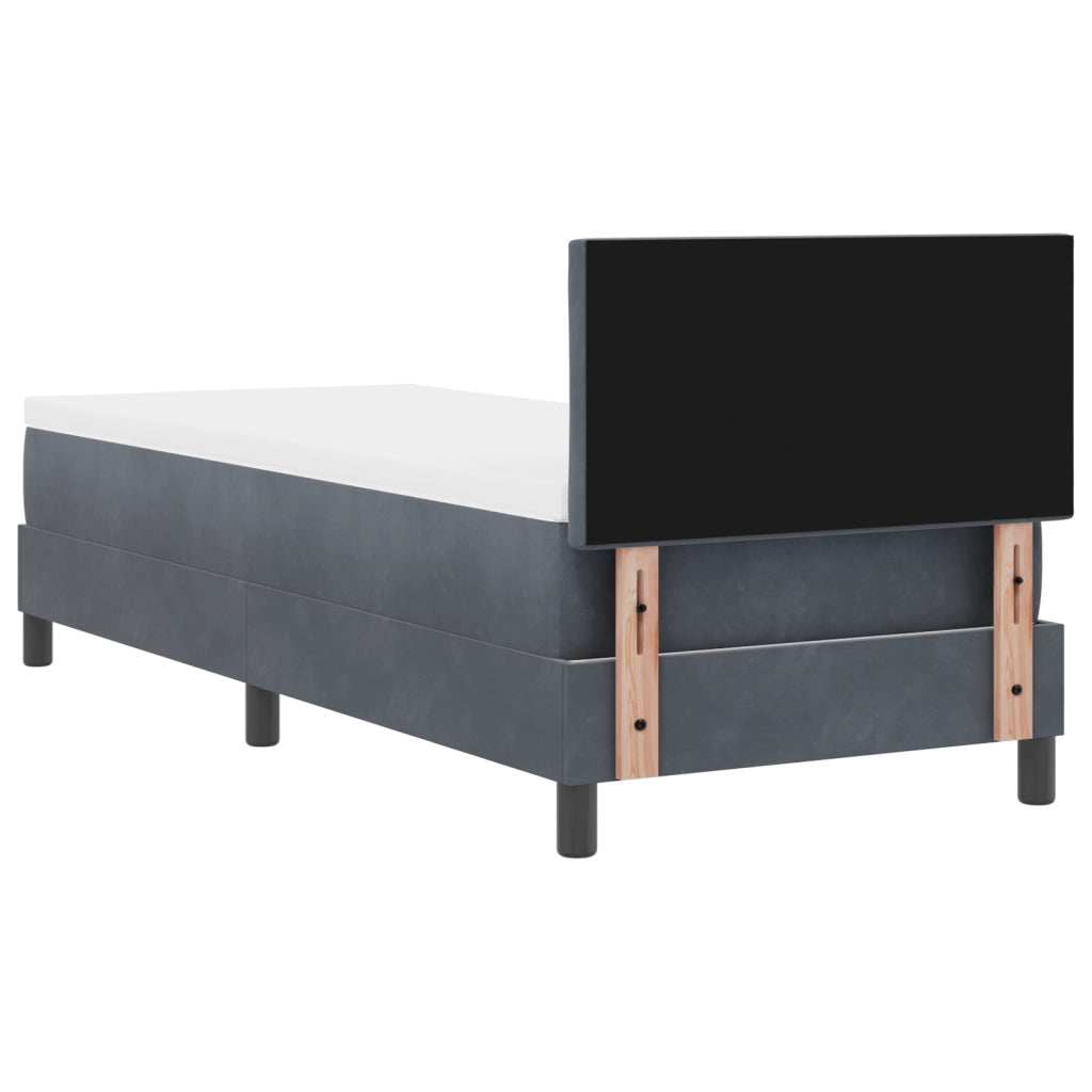 Letto Box Spring con Materasso Grigio Scuro 80x200 cm in Velluto