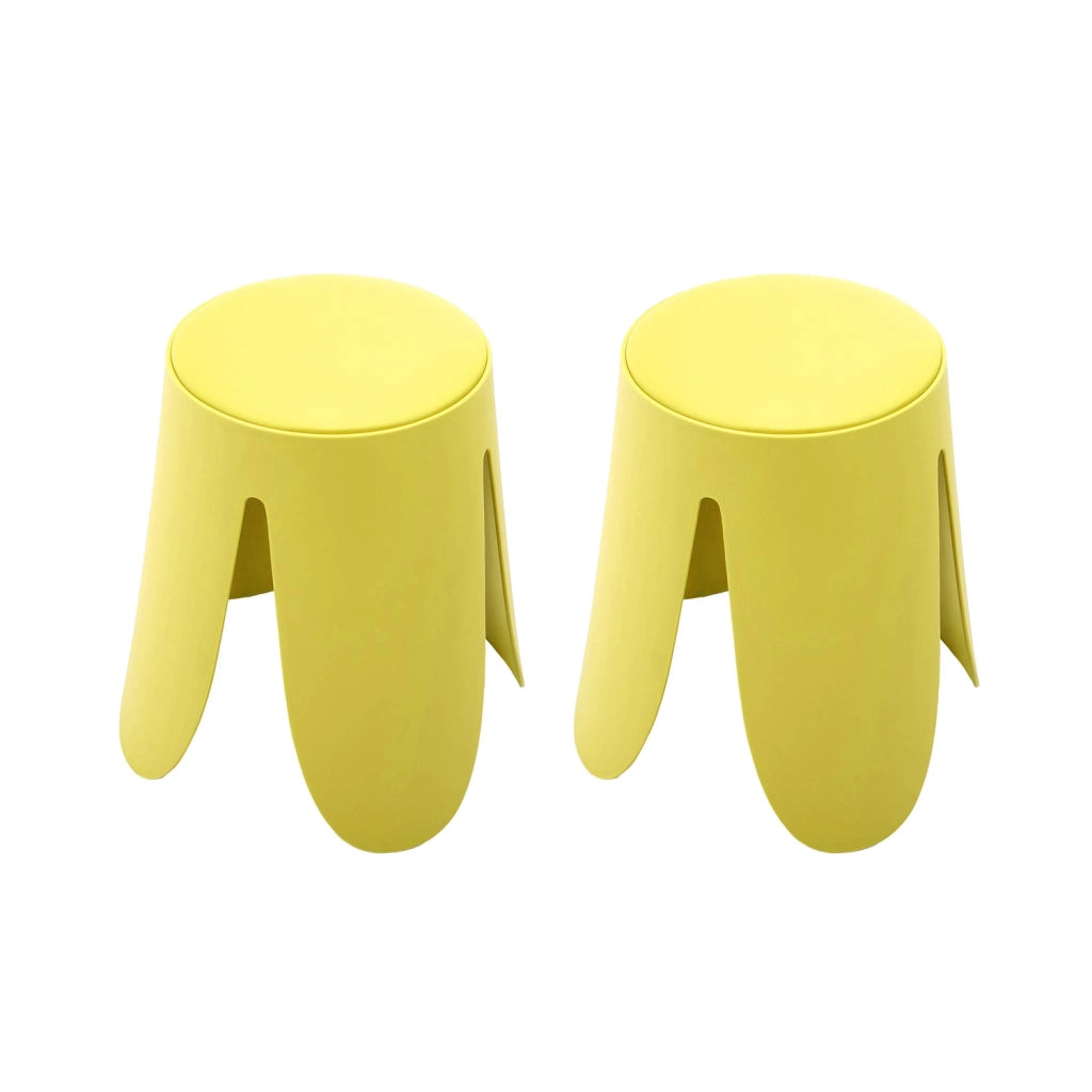 Set 2 sgabelli impilabili in similpelle, giallo
