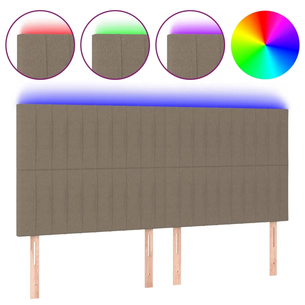 Testiera a LED Tortora 180x5x118/128 cm in Tessutocod mxl 73811