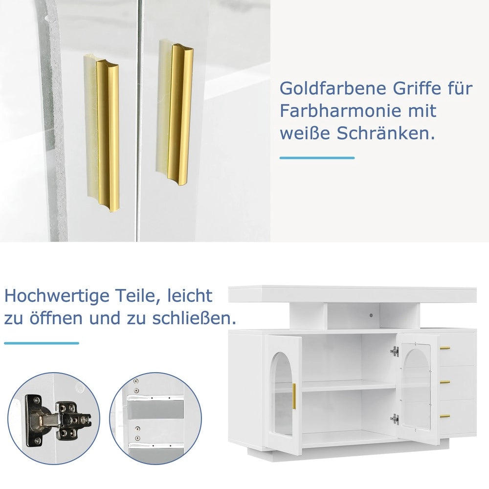 Credenza Buffet con Luci LED 16 Colori ¨C MINIMAL ¨C Bianco Lucido 120 cm
