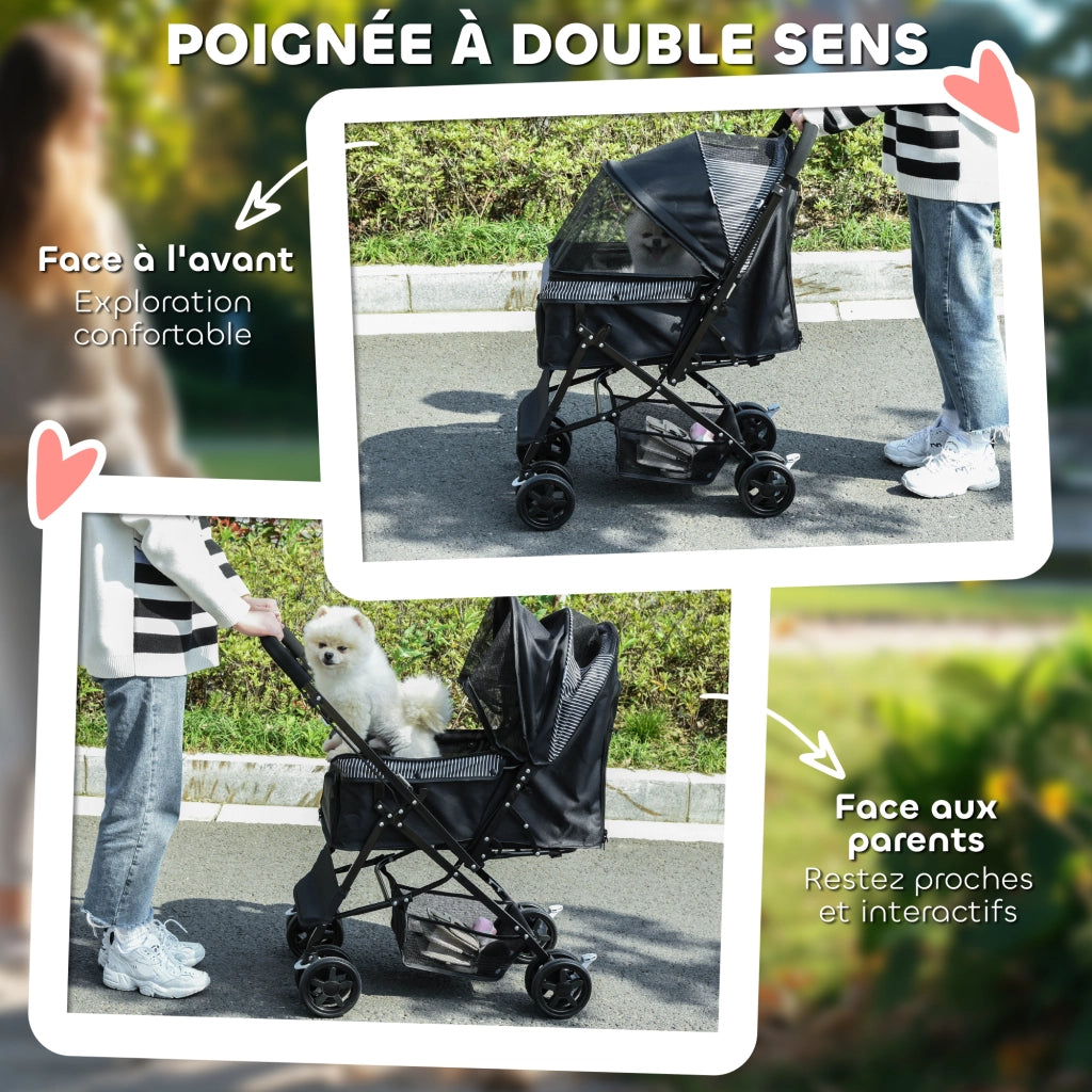 Passeggino per cani pieghevole 4 ruote EVA manubrio regolabile cesto ¨C Xylo ¨C 76,5x52x95 cm