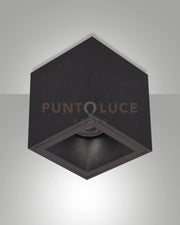 PEREZ PLAFONIERA NERA QUADRATA 1 LUCE ATTACCO GU10 L.9CM